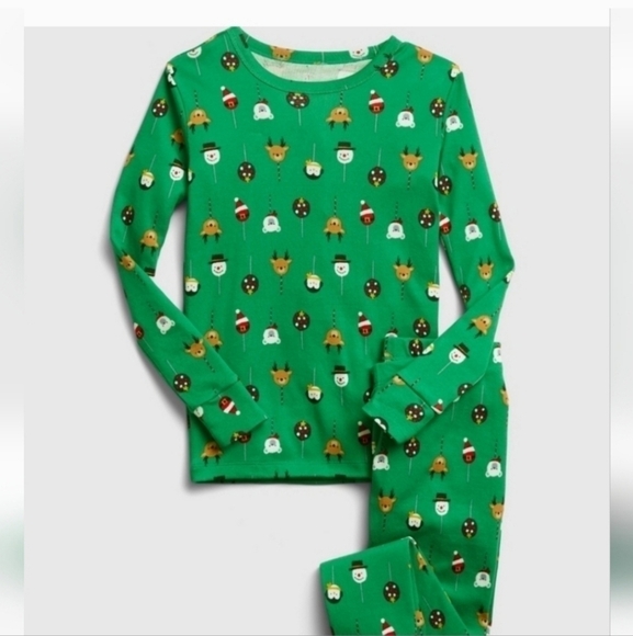 Gap Kids Organic Cotton Cake Pop Green Pajamas Set Size 12 New - Picture 1 of 4